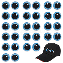 BENECREAT Polyester Embroidery Cloth Iron on Patches, Costume Accessories, Cartoon Eyes, Sky Blue, 24x2mm, 15 pairs/box