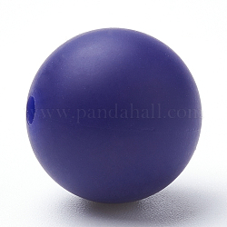 Perlas de silicona ecológicas de grado alimenticio, redondo, azul oscuro, 8~10mm, agujero: 1~2 mm