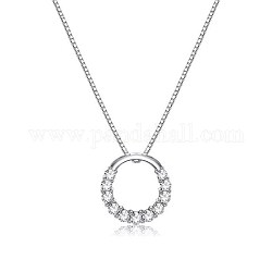 Colliers avec pendentif en 925 argent sterling, avec strass cristal, anneau, platine, 19.7 pouce (50 cm)