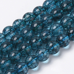 Natürlichem Quarz-Kristall-Perlen Stränge, gefärbt, Runde, 12x11.5 mm, Bohrung: 1 mm, ca. 34 Stk. / Strang, 16.3 Zoll