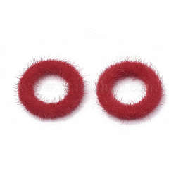 Kunstnerz Pelz bedeckt Verbindungsringe, mit Alu-Boden, Ring, Platin Farbe, rot, 27x4 mm