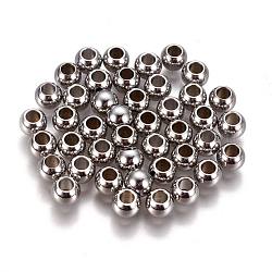 Intercalaire perles en 304 acier inoxydable, ronde, couleur inoxydable, 6x5mm, Trou: 3mm