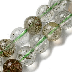 Verde naturale quarzo rutilato fili di perline, tondo, 6mm, Foro: 1 mm, circa 65pcs/filo, 15.43'' (39.2 cm)
