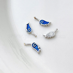 Alfileres de cabeza de ala de esmalte azul de latón, para hacer perlas barrocas, Platino, 6x3mm
