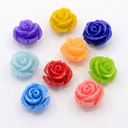 Synthetic Coral 3D Flower Rose Beads, Dyed, Mixed Color, 20x13mm, Hole: 2mm