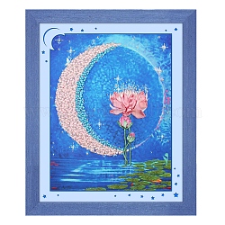Estrella lunar, patrón de flores, traje de herramienta de bordado diy de cinta de seda oxford, de decorar el hogar, patrón del corazón, color mezclado, 53x44 cm
