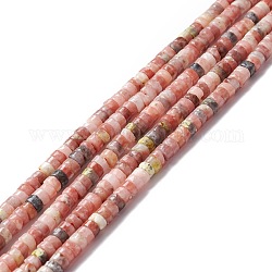 Brins de perles de jaspe fleur de prunier naturel, Plat rond / disque, 4~4.5x2~2.5mm, Trou: 0.8~1mm, Environ 155~172 pcs/chapelet, 15.12 pouce ~ 15.55 pouces (38.4~39.5 cm)