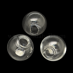 Bottiglie rotonde fatte a mano in vetro soffiato a sfera, per la realizzazione di pendenti in fiala di vetro, chiaro, 12mm, Foro: 3~4 mm