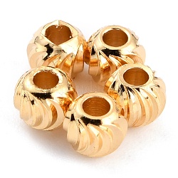 Messing Perlen, langlebig plattiert, gewellte Runde, echtes 24k vergoldet, 4x3 mm, Bohrung: 1.5 mm