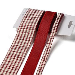 Ruban en polyester imprimé tartan, 9 mètre, 3 styles, pour le bricolage fait main, nœuds de cheveux et décoration de cadeaux, rouge, 3/8~1-5/8 pouce (10~40 mm) environ 3 yards/style