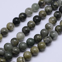Rond vert naturel quartz rutile perles brins, 6mm, Trou: 1mm, Environ 63 pcs/chapelet, 15.5 pouce