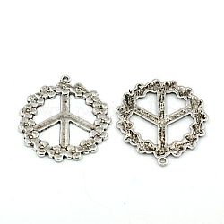 Tibetan Silver Pendants, Peace Sign, Lead Free, Cadmium Free and Nickel Free, Antique Silver, about 41mm long, 37mm wide, 2mm thick, hole: 1.5mm