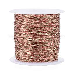 ポリエステル編組メタリック糸  DIYの編みこみのブレスレット作りと刺繡のために  レッド  0.4mm  6プライ  約54.68ヤード（50m）/ロール