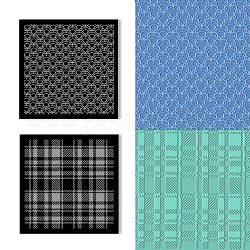 Planches de texture d'argile acrylique, carrée, tartan, 100x100mm, 2 pièces / kit