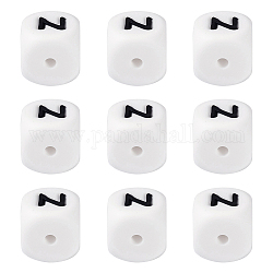 Food Grade Eco-Friendly Silicone Beads, Horizontal Hole, Chewing Beads For Teethers, DIY Nursing Necklaces Making, Letter Style, Cube, Letter.Z, 12x12x12mm, Hole: 2mm