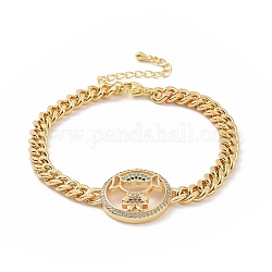 Bracelet à maillons fille zircone cubique colorée, bijoux en laiton pour femmes, or, 7-1/8 pouce (18.2 cm)