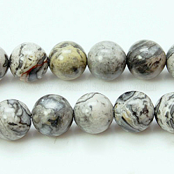 Natural Map Stone/Picasso Stone/Picasso Jasper Beads Strands, Round, 4mm, Hole: 1mm, about 88pcs/strand, 15.3 inch