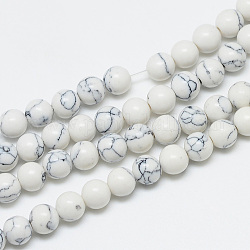 Chapelets de perle en howlite synthétiques, ronde, 8mm, Trou: 1.5mm, Environ 50 pcs/chapelet, 14.96 pouce