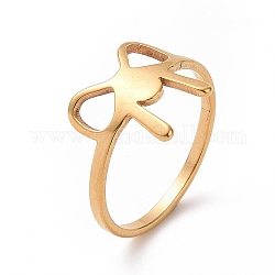 Placcatura ionica (ip) 201 anello da dito con fiocco in acciaio inossidabile, anello largo cavo per le donne, oro, misura degli stati uniti 6 1/2 (16.9mm)