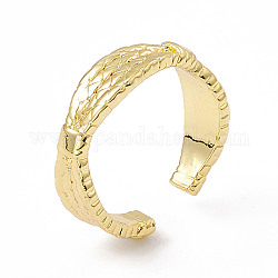 Brass Twist Rope Open Cuff Ring for Women, Golden, Inner Diameter: 17.6mm