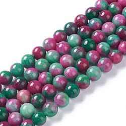 Chapelets de perles de jade blanche naturelle, imitation rubis zoisite, teinte, ronde, 8mm, Trou: 1.2mm, Environ 47 pcs/chapelet, 15.35'' (39 cm)