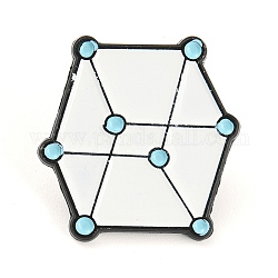 Alfileres de esmalte de geometría molecular química, Insignia de aleación negra para ropa de mochila., blanco, 23x22.5x1mm