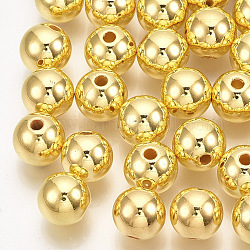 Perline di plastica abs, tondo, placcato oro, 4x3.5mm, Foro: 1.2 mm, circa 18000pcs/500g