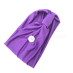 Schweißableitende Stirnbänder aus Polyester, rutschfeste Knopf Stirnbänder, Yoga Sport Workout Turban, zum Halten der Mundabdeckung, blau violett, 440x160 mm