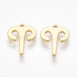 Ion Plating(IP) 304 Stainless Steel Charms, Constellation, Golden, Aries, 9.5x8x1mm, Hole: 0.5mm