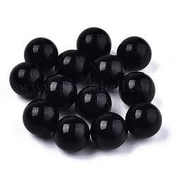 Abalorios naturales de piedra negra, esfera de piedras preciosas, sin agujero / sin perforar, redondo, 8mm