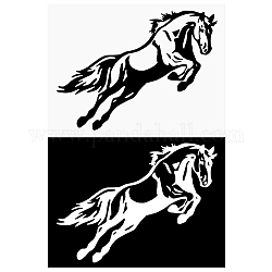 Gorgecraft 4Pcs 2 Colors Waterproof Horse Plastic Reflective Stickers, Saftety Warning Sign Decals for Motorcycle, Car Windshield, Vehicle Decor, Mixed Color, 165x210x0.1mm, Sticker: 152x192x0.1mm, 2pcs/color