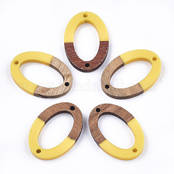 Connettori per collegamenti in resina e legno di noce, ovale, oro, 28.5x19.5x3~4mm, Foro: 1.8 mm