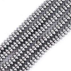 Non magnetici perle ematite sintetico fili, grado a, rondelle, platino placcato, 4x2mm, Foro: 1 mm, circa 172pcs/filo, 16 pollice