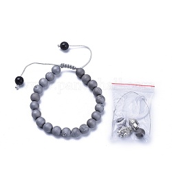 Nylon réglable bracelets cordon tressé, avec perles d'agate naturelle et perles d'alliage en forme de tête de Bouddha, cordon en caoutchouc creux, boite d'emballage, 2 pouce ~ 3-1/8 pouces (5~8 cm)