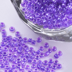 Abalorios de la semilla de cristal, Colores interiores lustre, redondo, Violeta Azul, 1.5~2x1mm, agujero: 0.6 mm, aproximamente 120000 unidades / bolsa, aproximamente 450 g / bolsa
