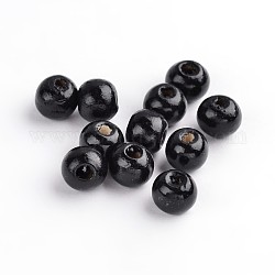 Perline di legno naturale, rondelle,  piombo libero, tinto, nero, perline:8mm di diametro, foro:3mm