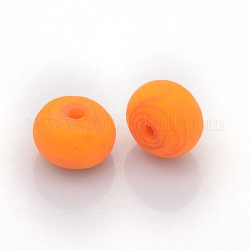 Handmade Opaque Frosted Lampwork Rondelle Beads, Dark Orange, 13x9mm, Hole: 2.5mm
