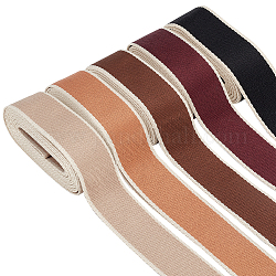 Rubans plats polyester pandahall elite 15m 5 couleurs, rubans plats à rayures, couleur mixte, 1-1/2 pouce (38 mm), 3m / couleur