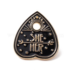 She Her Word Enamel Pin, Spade Alloy Badge for Backpack Clothes, Golden, Black, 30x27.5x2mm