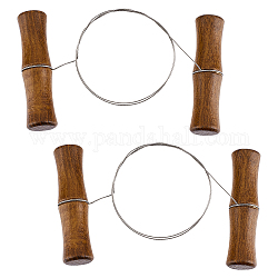 201 Tonschneider aus Edelstahldraht, mit Holzgriff, Standardtrennwerkzeug, zum Töpfern von Modelliermasse, Kokosnuss braun, 62.5 cm