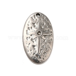 304 Stainless Steel Pendant Rhinestone Settings, Oval with Star, Stainless Steel Color, Fit for 1.2mm Rhinestone, 20x12x2mm, Hole: 1.2mm