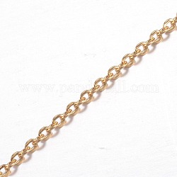 Placage ionique (ip) 304 chaînes porte-câbles en acier inoxydable, soudé, avec bobine, pour la fabrication de bijoux, or, 2.5x2x0.5mm, environ 65.61 pied (20 m)/rouleau