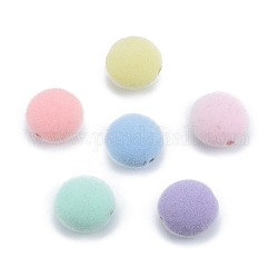 Непрозрачные шарики cmолы, флоки плоский круглый, разноцветные, 16x9 мм, отверстие : 2 мм