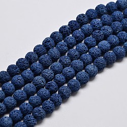 Круглые бусины из натурального камня лавы, окрашенные, королевский синий, 10 мм, отверстие : 1 мм, около 38 шт / нитка, 15.7 дюйм