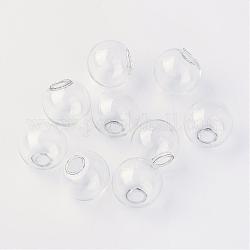 Botellas redondas de bola de globo de vidrio soplado mecanizado, para aretes o manualidades, Claro, 11~12mm, medio agujero: 3~5 mm