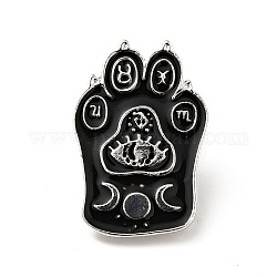 Schwarze Hexenpfote mit Sternbildern Emaille Pin, Legierungstierabzeichen für Rucksackkleidung, Platin Farbe, 30x19.5x1 mm