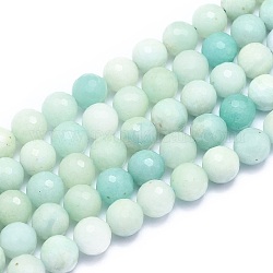 Chapelets de perles en amazonite naturelle, ronde, facetté (128 facettes), 10mm, Trou: 1.2mm, Environ 38 pcs/chapelet, 15.55 pouce (39.5 cm)