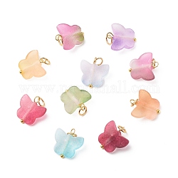 Two Tone Spray Painted Transparent Acrylic Pendants, with 304 Stainless Steel Jump Rings, Butterfly, Golden, 15x14x6.5mm, Jump Ring: 5x0.6mm, Inner Diameter: 3.8mm.