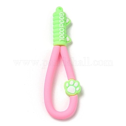 Corda per cinturino da polso per telefono in plastica pvc con stampa zampa di gatto, decorazione di accessori mobili, perla rosa, 10.8~10.9x3.3~3.4x1.3cm