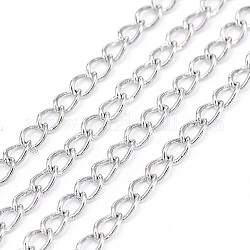 Brass Twisted Chains, Curb Chains, Soldered, with Spool, Lead Free & Nickel Free & Cadmium Free, Platinum, 3x2x0.45mm, about 301.83 Feet(92m)/roll